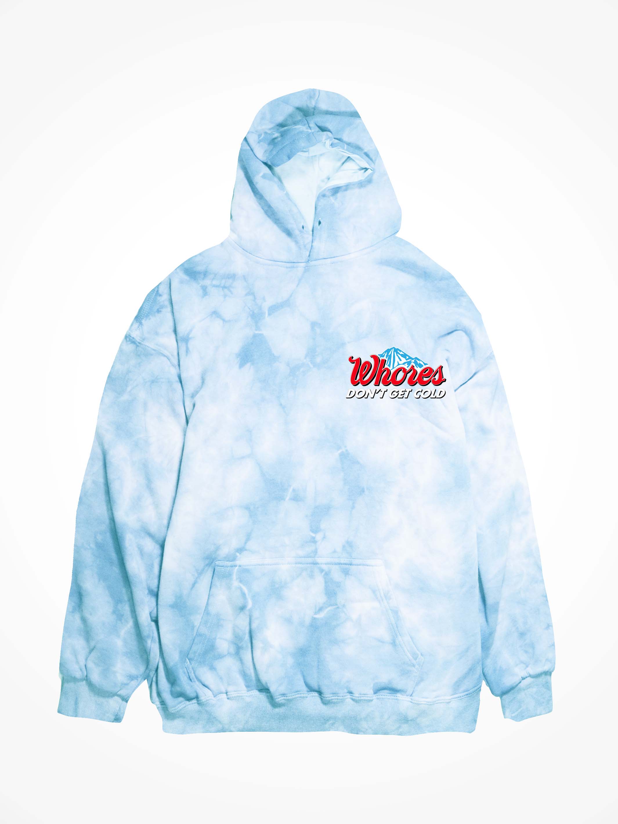 WHORES DONT GET COLD • Blue Sky Tie Dye Hoodie - LINDA FINEGOLD