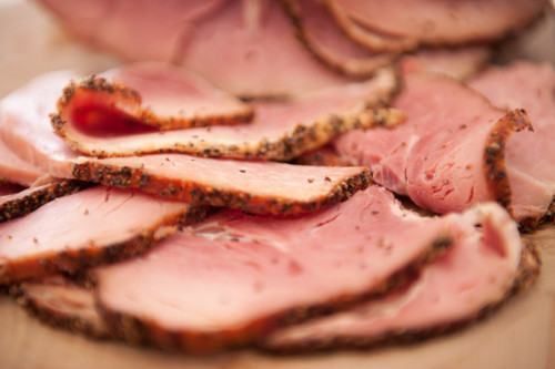 Carved ham slices (this ham does not come sliced, it is DIY) Carved ham slices (this ham does not come sliced, it is DIY)