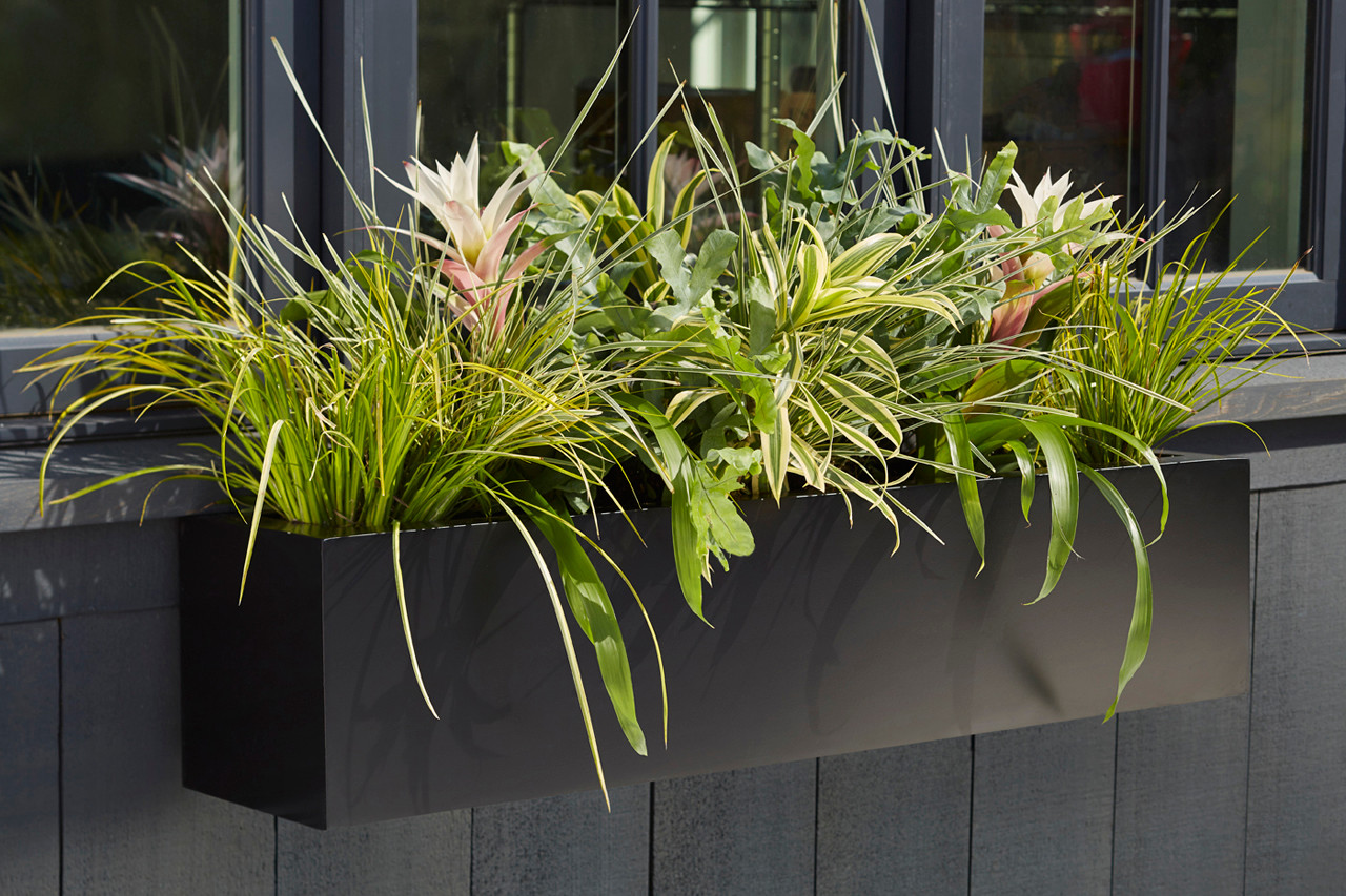 Modern Black Fiberglass Window Box - 7 Sizes