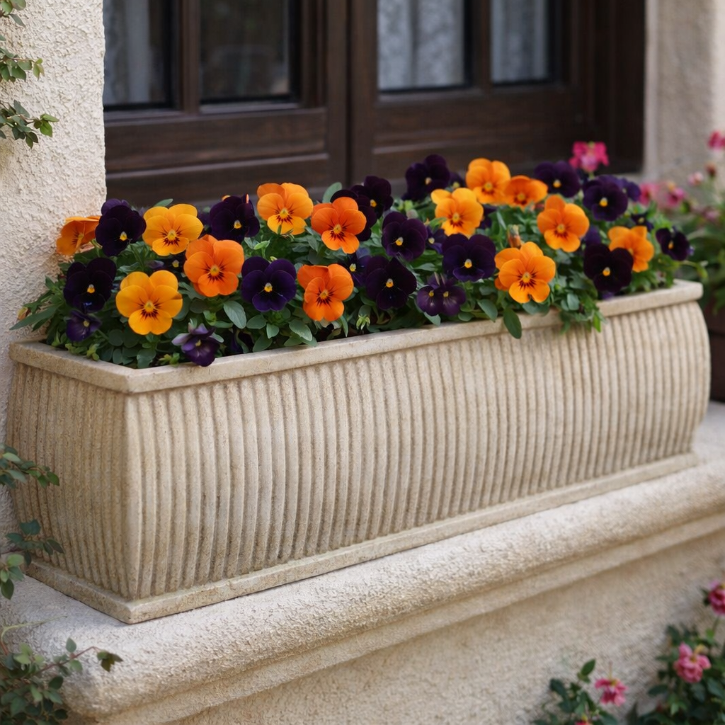 Barrel Fiberstone Window Box- 3 colors 5 sizes