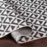 Eagean Black and Gray Outdoor Rug pattern up close