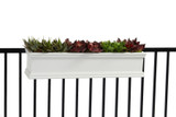 Laguna Railing Planter with red flowers