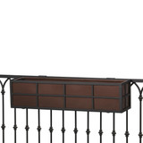 Simple Elegance Railing Planter on a rail with oil rubbed liner Simple Elegance Railing Planter on a rail with oil rubbed liner