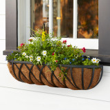 Arch Window Basket with natural flowers on windowsill Arch Window Basket with natural flowers on windowsill