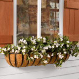XL English Garden Hayrack Window Box on home with shutters