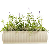Barrel Fiberstone Window Box with floral arrangement in Natural Finish.