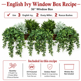 36" English Ivy UV rated recipe green vine and bush bundle for window boxes