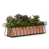 Side angle of Heatherbrook Window Box with copper window box Side angle of Heatherbrook Window Box with copper window box