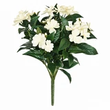 UV Outdoor Rated Artificial 15" Impatiens Bush in white/cream