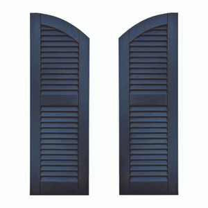 Classic arch top louvered shutter pair in Midnight sky finish Classic arch top louvered shutter pair in Midnight sky finish