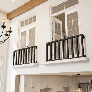 2 Simple faux balconies mounted on inside of home