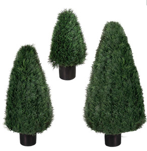 3 sizes of cypress cones on white background, 30" 42" 54"