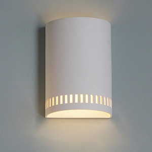 Contemporary Cylinder Sconce with Block Pattern in natural bisque finish