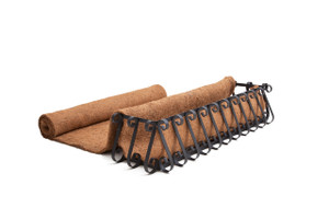 Rolling out Coconut Coir Liner by the Roll in a window box Rolling out Coconut Coir Liner by the Roll in a window box