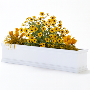 Laguna Cleat Mount Window Box with fall flowers on white background Laguna Cleat Mount Window Box with fall flowers on white background