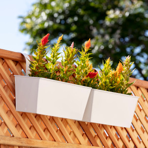 2 white metal railing planter with hooks 2 white metal railing planter with hooks