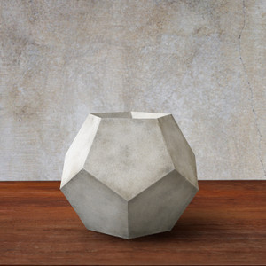 Dodeca Tabletop Vessel in Chenza finish on wood table with gray background Dodeca Tabletop Vessel in Chenza finish on wood table with gray background