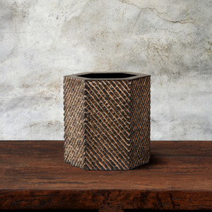 Tellaro Table Top Planter in Terron finish on wood table
