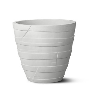 Mache planter shown in a chalk finish