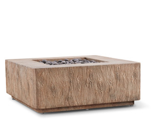 Basoa fire table shown in the antigua finish on white background