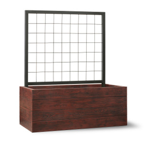 Madera Fiberglass Rectangular Planter with Trellis on white background Madera Fiberglass Rectangular Planter with Trellis on white background