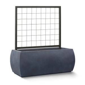 Kahn planter shown in zinc with a powder coated trellis Kahn planter shown in zinc with a powder coated trellis
