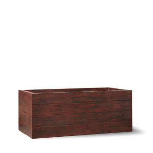 Madera Faux Wood Fiberglass Planter Rectangle in Filbert finish on white background Madera Faux Wood Fiberglass Planter Rectangle in Filbert finish on white background