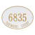 Hawthorne Oval Address Plaque White Background Gold Lettering