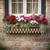 Arch window box with red pink and white flowers