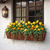 Oil Rubbed Bronze Galvanized 2-in-1 Window Box or Liner installed on window with yellow tulips