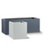 Urban fiberglass rectangle planter shown in charcoal and a square shown in dove.