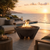 Gobi fire bowl shown in terron on deck with ocean in background
