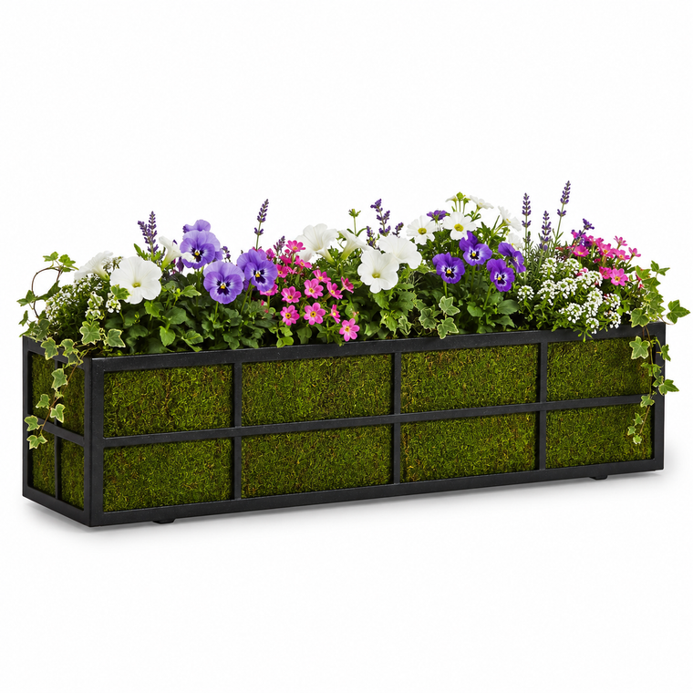 DIY Preserved Moss Roll inserted into window box as a liner