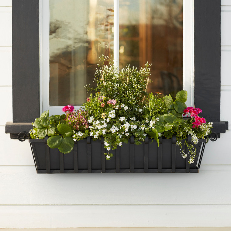 Venetian Window Box with black liner on a home