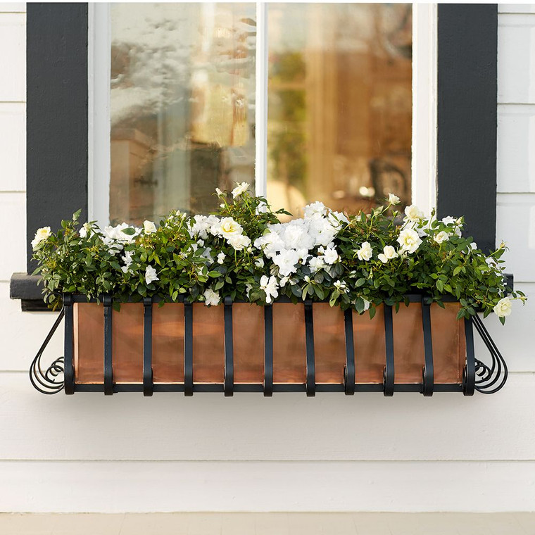 European Window Box with copper liner under a window