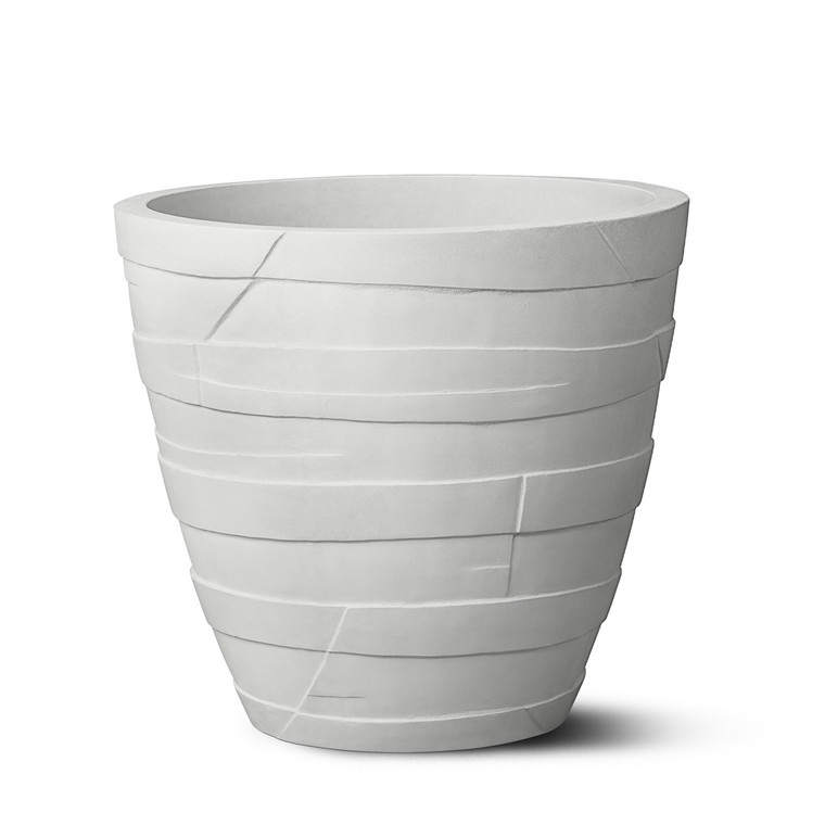 Mache planter shown in a chalk finish
