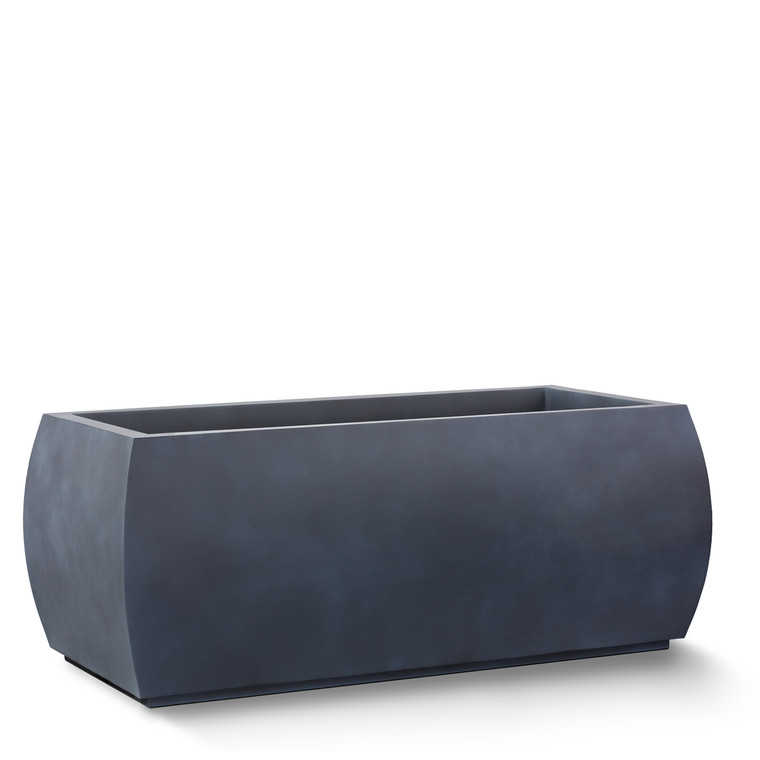 Kahn Rectangular Fiberstone Planter in zinc finish with white background