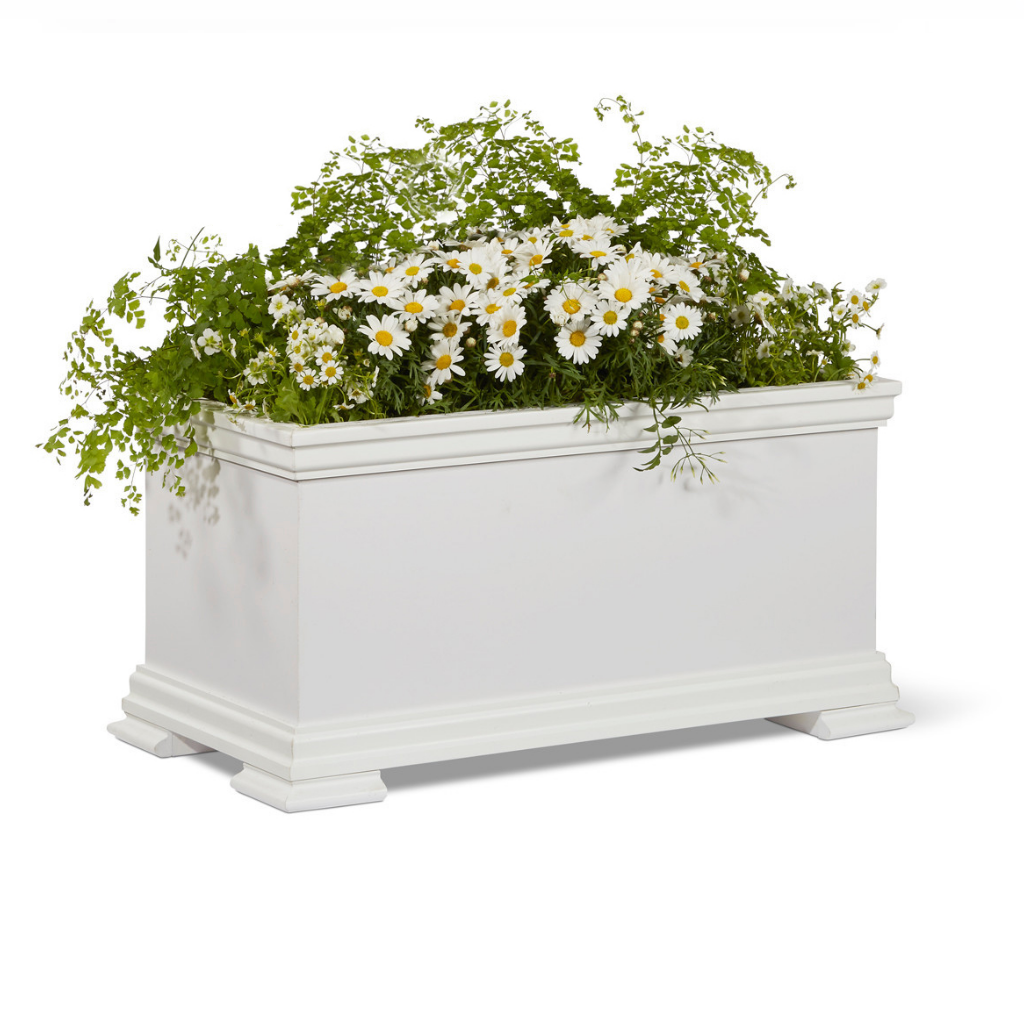 View our composite planter selection, looks like wood but does not rot chip or peel.