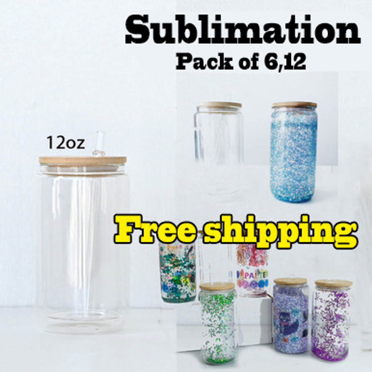 12oz SNOWGLOBE Sublimation Tumbler with predrilled hole