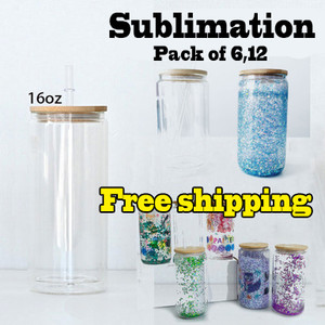 15oz Clear/Frosted Sublimation Glass Tumbler