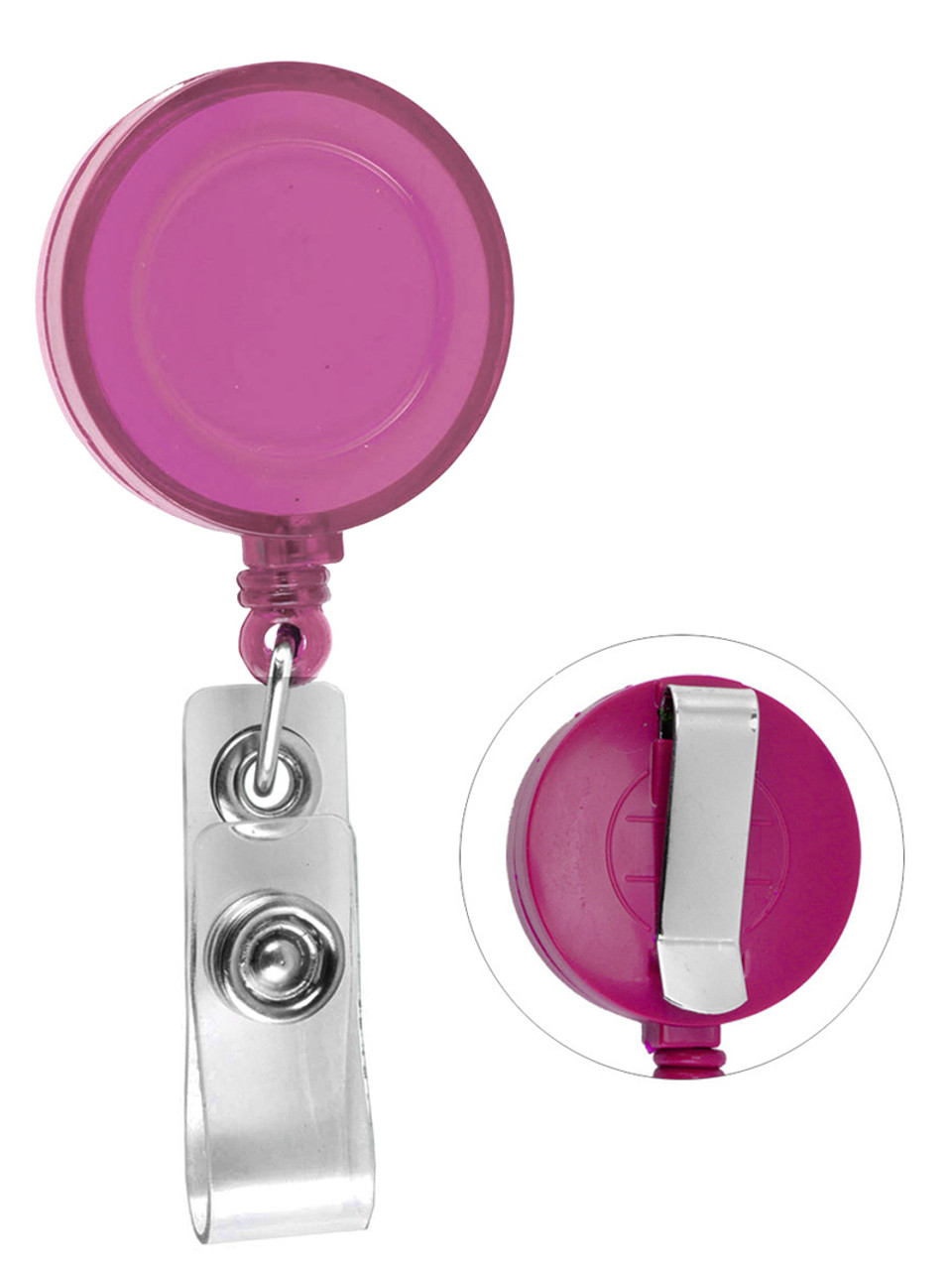 Plain Chrome Metal Sport Retractable Badge Reel with PVC Strap & Belt Clip  - Kenny Products