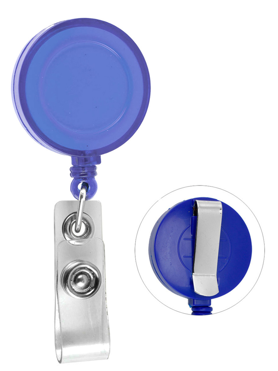 Round Retractable ID Badge Reel with PVC Strap & Belt Clip - PLAIN