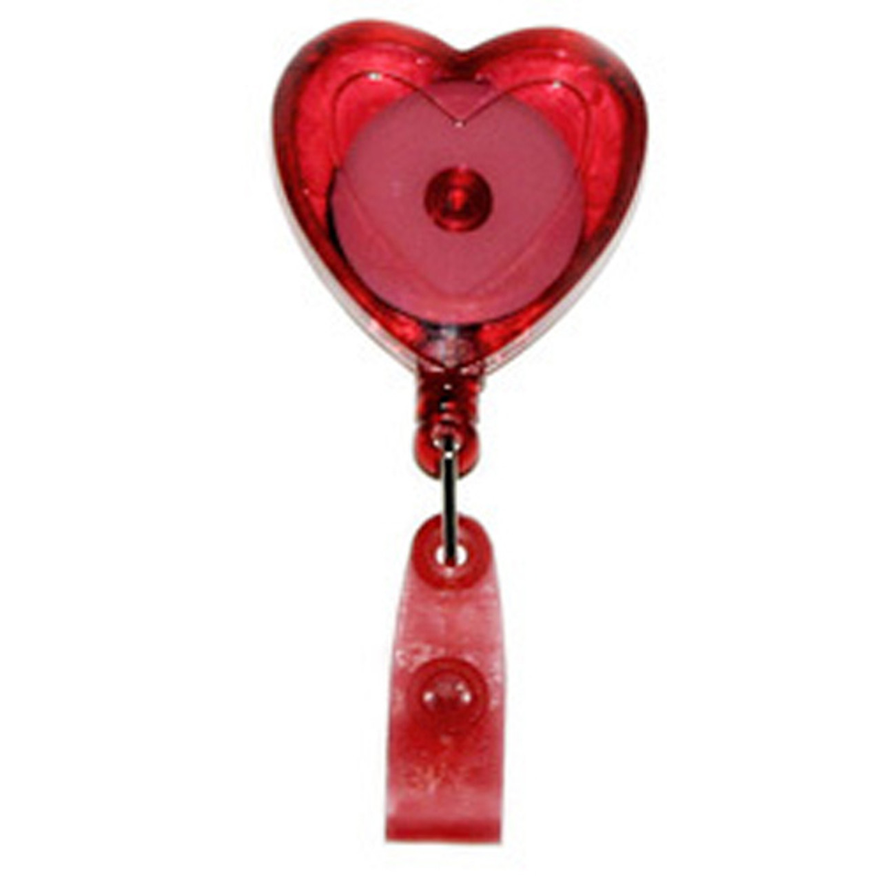 Heart Shaped Plastic Badge Reel Red