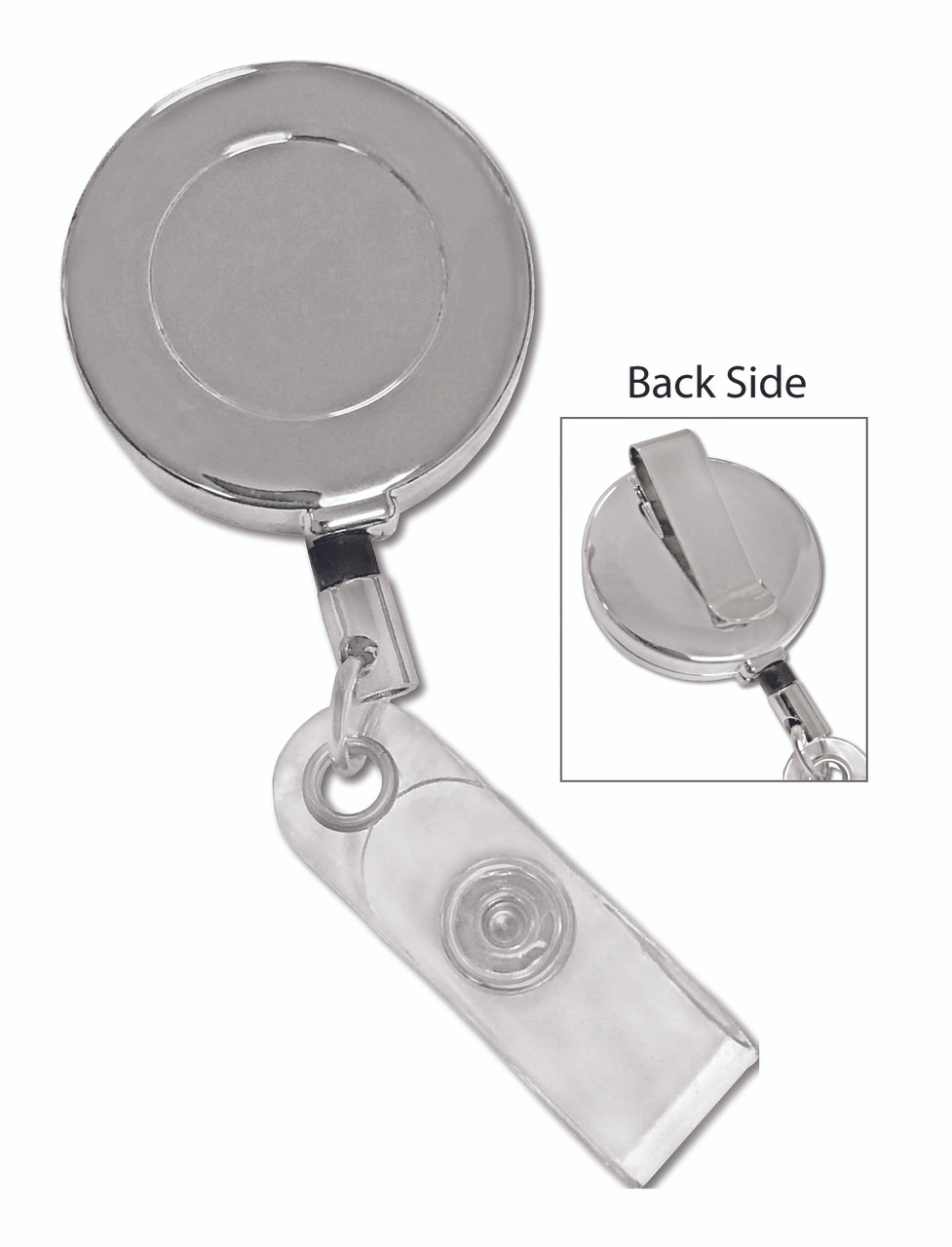 Chrome Metal Retractable Badge Reel with Sliding Clip, Plain - Kenny  Products