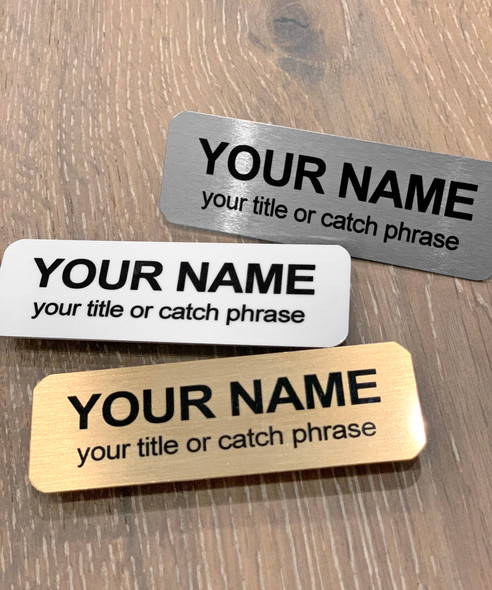 Custom Text Only Metal Name Tags - 3pcs