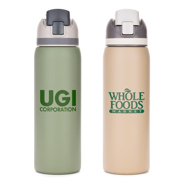 Three-Toned 27oz. Stainless Steel Pop Straw Bottle