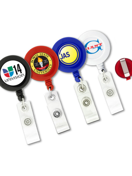 Round Badge Reel w/ Belt Clip - Full Color Print