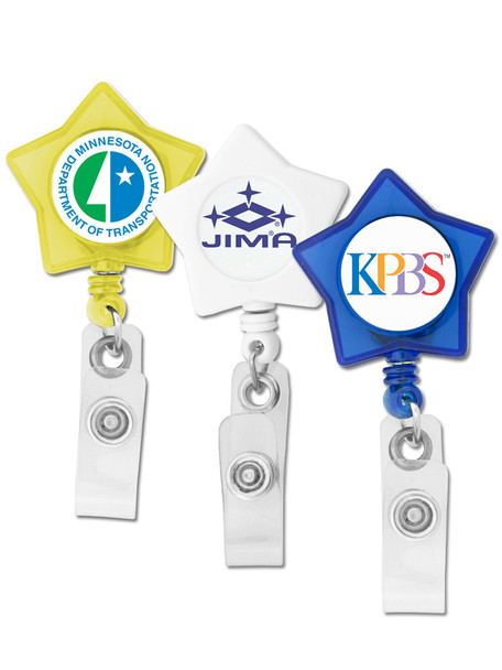 Star Badge Reel w/ Swivel Clip - Full Color Print