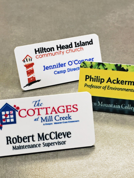 Full Color Plastic Name Tags w/ Personalization (1-1/2"x3")