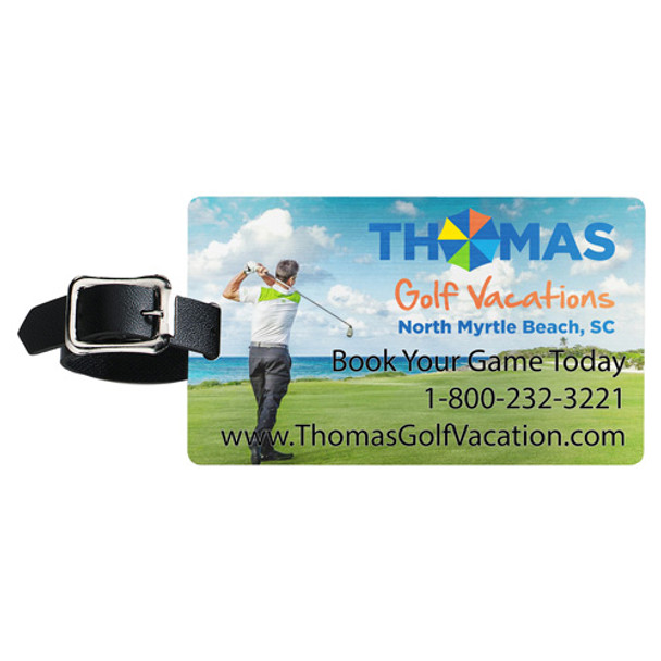 Brushed Aluminum Slip-In Pocket Luggage Bag Tag (Full Color)